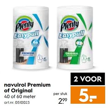 Aanbiedingen Navulrol premium of original - Plenty - Geldig van 26/08/2017 tot 06/09/2017 bij Blokker