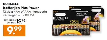 Aanbiedingen Batterijen plus power - Duracell - Geldig van 26/08/2017 tot 06/09/2017 bij Blokker