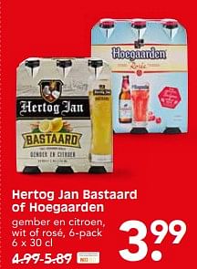 Aanbiedingen Hertog jan bastaard of hoegaarden - Huismerk - Em-té - Geldig van 27/08/2017 tot 02/09/2017 bij Em-té