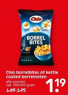 Aanbiedingen Chio borrelbites of kettle coated borrelnoten - Chio - Geldig van 27/08/2017 tot 02/09/2017 bij Em-té