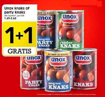 Aanbiedingen Unox knaks of party knaks - Unox - Geldig van 27/08/2017 tot 02/09/2017 bij Em-té