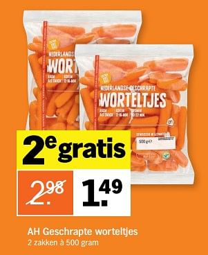 Aanbiedingen Geschrapte worteltjes - Huismerk - Albert Heijn - Geldig van 28/08/2017 tot 03/09/2017 bij Albert Heijn