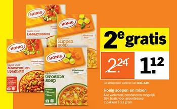 Aanbiedingen Honig soepen basis voor groentesoep - Honig - Geldig van 28/08/2017 tot 03/09/2017 bij Albert Heijn