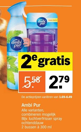 Aanbiedingen Ambi pur luchtverfrisser spray ochtenddauw - Ambi Pur - Geldig van 28/08/2017 tot 03/09/2017 bij Albert Heijn