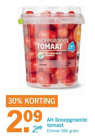 Aanbiedingen Snoepgroente tomaat - Huismerk - Albert Heijn - Geldig van 28/08/2017 tot 03/09/2017 bij Albert Heijn