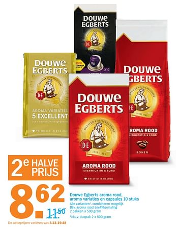 Aanbiedingen Douwe egberts aroma rood snelfiltermaling - Douwe Egberts - Geldig van 28/08/2017 tot 03/09/2017 bij Albert Heijn