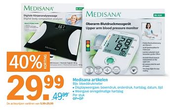 Aanbiedingen Medisana bloeddrukmeter - Medisana - Geldig van 28/08/2017 tot 03/09/2017 bij Albert Heijn