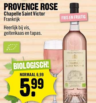 Aanbiedingen Provence rose chapelle saint victor frankrijk - Rosé wijnen - Geldig van 27/08/2017 tot 02/09/2017 bij Dirk III