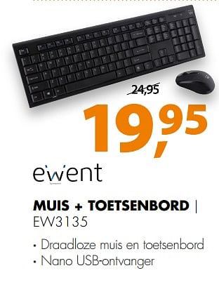 Aanbiedingen Ewent muis + toetsenbord ew3135 - Ewent - Geldig van 26/08/2017 tot 03/09/2017 bij Expert