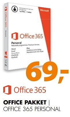 Aanbiedingen Office pakket office 365 personal - Microsoft - Geldig van 26/08/2017 tot 03/09/2017 bij Expert