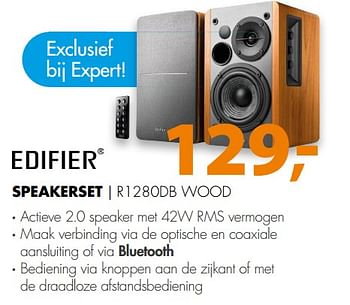 Aanbiedingen Edifier speakerset r1280db wood - Edifier - Geldig van 26/08/2017 tot 03/09/2017 bij Expert