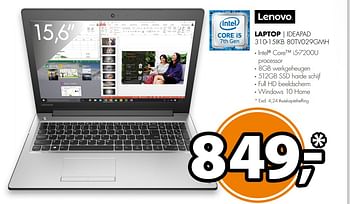 Aanbiedingen Lenovo laptop ideapad 310-15ikb 80tv029gmh - Lenovo - Geldig van 26/08/2017 tot 03/09/2017 bij Expert