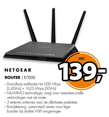 Aanbiedingen Netgear router r7000 - Netgear - Geldig van 26/08/2017 tot 03/09/2017 bij Expert