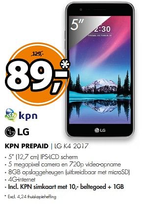 Aanbiedingen Lg kpn prepaid lg k4 2017 - LG - Geldig van 26/08/2017 tot 03/09/2017 bij Expert