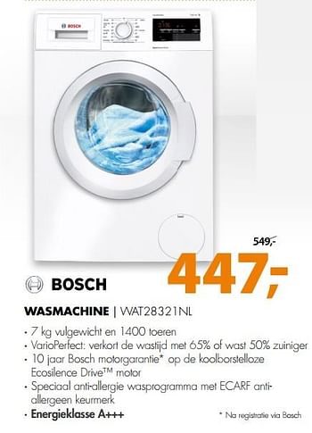 Aanbiedingen Bosch wasmachine wat28321nl - Bosch - Geldig van 26/08/2017 tot 03/09/2017 bij Expert