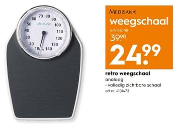 Aanbiedingen Retro weegschaal - Medisana - Geldig van 26/08/2017 tot 06/09/2017 bij Blokker