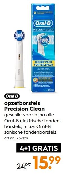 Aanbiedingen Opzetborstels precision clean - Oral-B - Geldig van 26/08/2017 tot 06/09/2017 bij Blokker