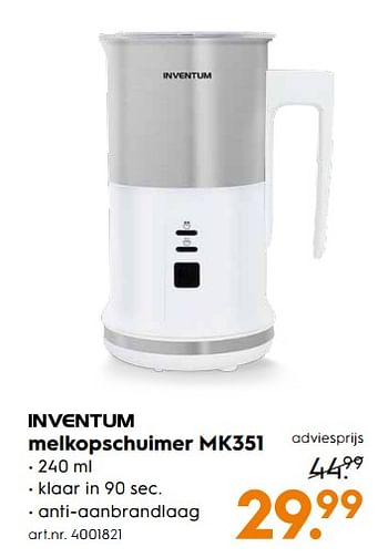 Aanbiedingen Inventum melkopschuimer mk351 - Inventum - Geldig van 26/08/2017 tot 06/09/2017 bij Blokker