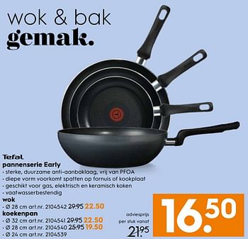 Aanbiedingen Pannenserie early wok - Tefal - Geldig van 26/08/2017 tot 06/09/2017 bij Blokker