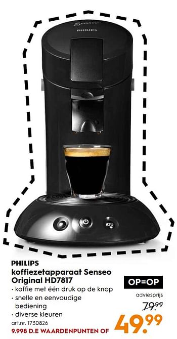 Aanbiedingen Philips koffiezetapparaat senseo original hd7817 - Philips - Geldig van 26/08/2017 tot 06/09/2017 bij Blokker