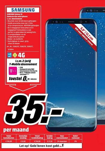 Aanbiedingen Samsung galaxy s 8 - Samsung - Geldig van 28/08/2017 tot 03/09/2017 bij Media Markt