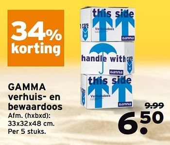 Aanbiedingen Gamma verhuis- en bewaardoos - Huismerk - Gamma - Geldig van 28/08/2017 tot 03/09/2017 bij Gamma