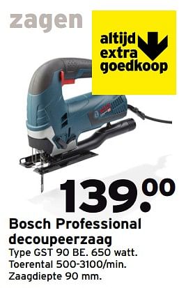Aanbiedingen Bosch professional decoupeerzaag gst 90 be - Bosch - Geldig van 28/08/2017 tot 03/09/2017 bij Gamma
