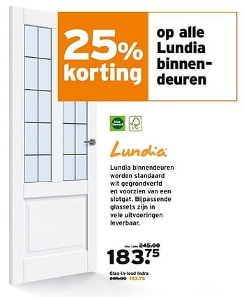 Aanbiedingen Lundia binnendeuren deur lieke - Lundia - Geldig van 28/08/2017 tot 03/09/2017 bij Gamma