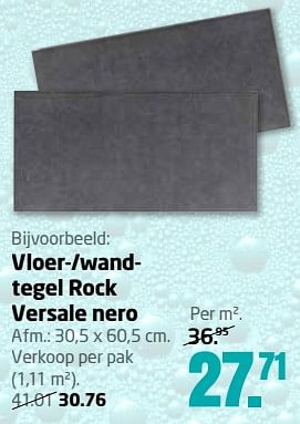 Aanbiedingen Vloer--wandtegel rock versale nero - Huismerk - Formido - Geldig van 28/08/2017 tot 10/09/2017 bij Formido