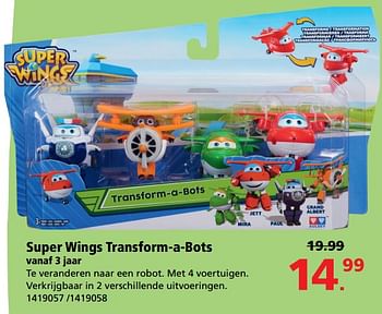 Aanbiedingen Super wings transform-a-bots - Super Wings  - Geldig van 28/08/2017 tot 24/09/2017 bij Intertoys