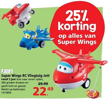 Aanbiedingen Super wings rc vliegtuig jett - Super Wings  - Geldig van 28/08/2017 tot 24/09/2017 bij Intertoys