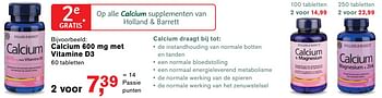 Aanbiedingen Calcium 600 mg met vitamine d3 - Huismerk - Essenza - Geldig van 28/08/2017 tot 24/09/2017 bij Holland & Barrett