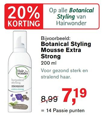 Aanbiedingen Botanical styling mousse extra strong - Hairwonder - Geldig van 28/08/2017 tot 24/09/2017 bij Holland & Barrett
