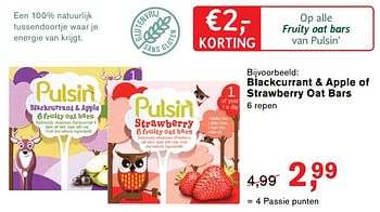Aanbiedingen Blackcurrant + apple of strawberry oat bars - Pulsin - Geldig van 28/08/2017 tot 24/09/2017 bij Holland & Barrett