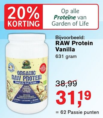 Aanbiedingen Aw protein vanilla - Garden of Life - Geldig van 28/08/2017 tot 24/09/2017 bij Holland & Barrett
