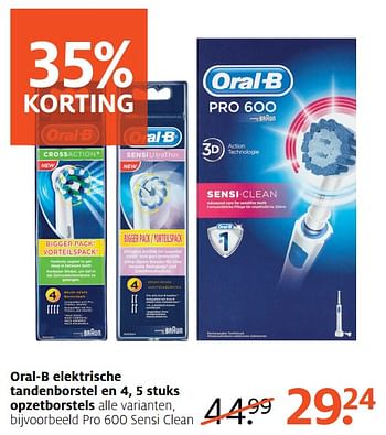 Aanbiedingen Oral-b elektrische tandenborstel en 4, 5 stuks opzetborstels - Oral-B - Geldig van 28/08/2017 tot 10/09/2017 bij Etos