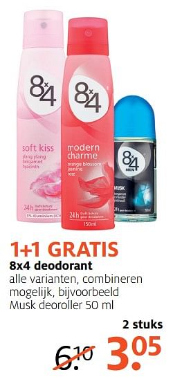 Aanbiedingen 8x4 deodorant - 8x4 - Geldig van 28/08/2017 tot 10/09/2017 bij Etos