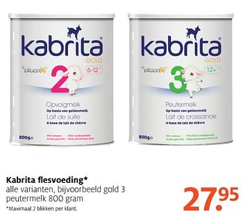 Aanbiedingen Kabrita flesvoeding - Kabrita - Geldig van 28/08/2017 tot 10/09/2017 bij Etos