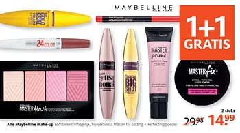 Aanbiedingen Alle maybelline make-up - Maybelline - Geldig van 28/08/2017 tot 10/09/2017 bij Etos
