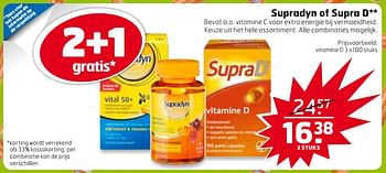 Aanbiedingen Supradyn of supra d vitamine d 3 - Supradyn - Geldig van 29/08/2017 tot 03/09/2017 bij Trekpleister