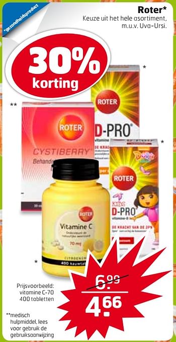 Aanbiedingen Vitamine c-70 - Roter - Geldig van 29/08/2017 tot 03/09/2017 bij Trekpleister
