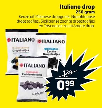 Aanbiedingen Italiano drop - Italiano - Geldig van 29/08/2017 tot 03/09/2017 bij Trekpleister