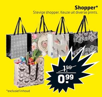 Aanbiedingen Shopper stevige shopper. keuze uit diverse prints - Huismerk - Trekpleister - Geldig van 29/08/2017 tot 03/09/2017 bij Trekpleister