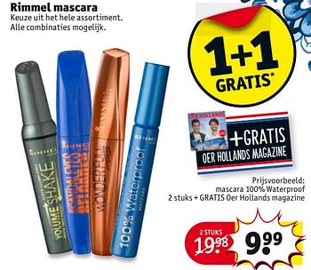 Aanbiedingen Mascara 100% waterproof + gratis oer hollands magazine - Rimmel - Geldig van 29/08/2017 tot 10/09/2017 bij Kruidvat
