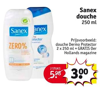 Aanbiedingen Douche dermo protector 2 x + gratis oer hollands magazine - Sanex - Geldig van 29/08/2017 tot 10/09/2017 bij Kruidvat