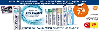 Aanbiedingen Mondwater fresh + cool 500 ml en tandpasta deep clean gel 2 x + gratis oer hollands magazine - Sensodyne - Geldig van 29/08/2017 tot 10/09/2017 bij Kruidvat