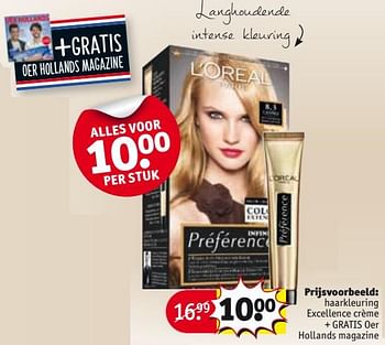 Aanbiedingen Haarkleuring excellence crème + gratis oer hollands magazine - L'Oreal Paris - Geldig van 29/08/2017 tot 10/09/2017 bij Kruidvat