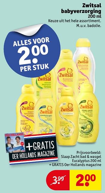 Aanbiedingen Slaap zacht bad + wasgel eucalyptus + gratis oer hollands magazine - Zwitsal - Geldig van 29/08/2017 tot 10/09/2017 bij Kruidvat