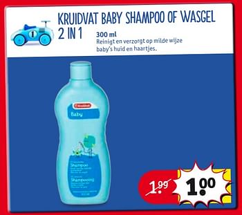 Aanbiedingen Kruidvat baby shampoo of wasgel 2 in 1 - Huismerk - Kruidvat - Geldig van 29/08/2017 tot 10/09/2017 bij Kruidvat