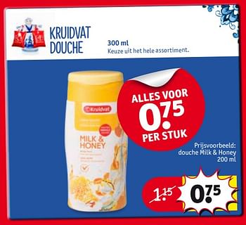 Aanbiedingen Kruidvat douche douche milk + honey - Huismerk - Kruidvat - Geldig van 29/08/2017 tot 10/09/2017 bij Kruidvat